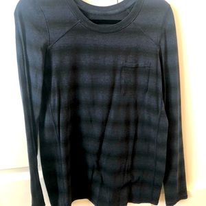 lululemon black & blue stripe cotton long sleeve, size 6